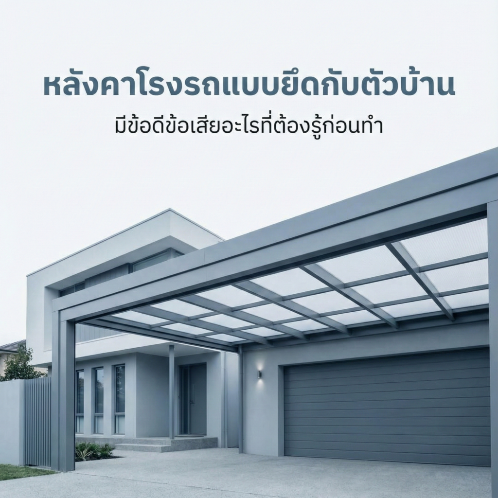 หลังคาโรงรถแบบยึดผนัง