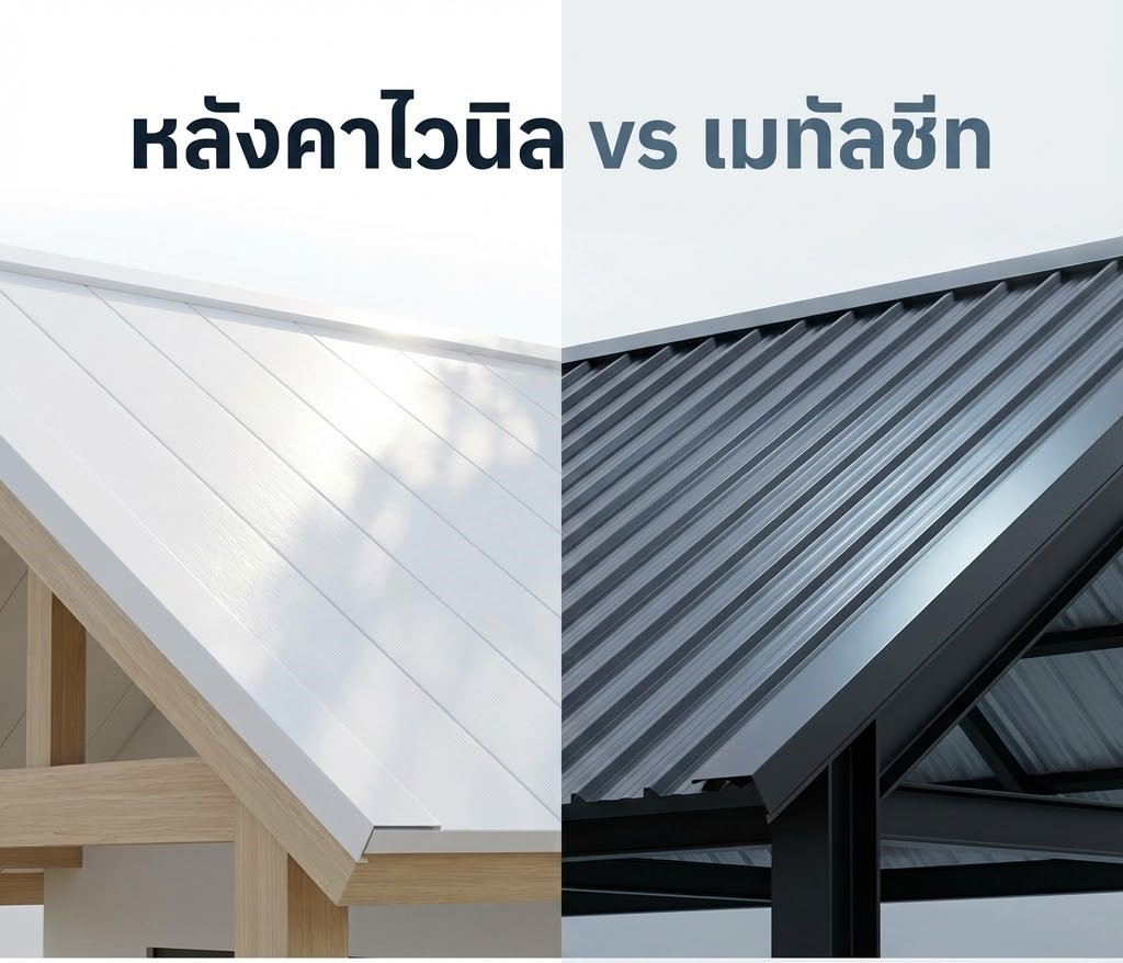 เปรียบเทียบชัดๆ หลังคาไวนิล vs เมทัลชีท