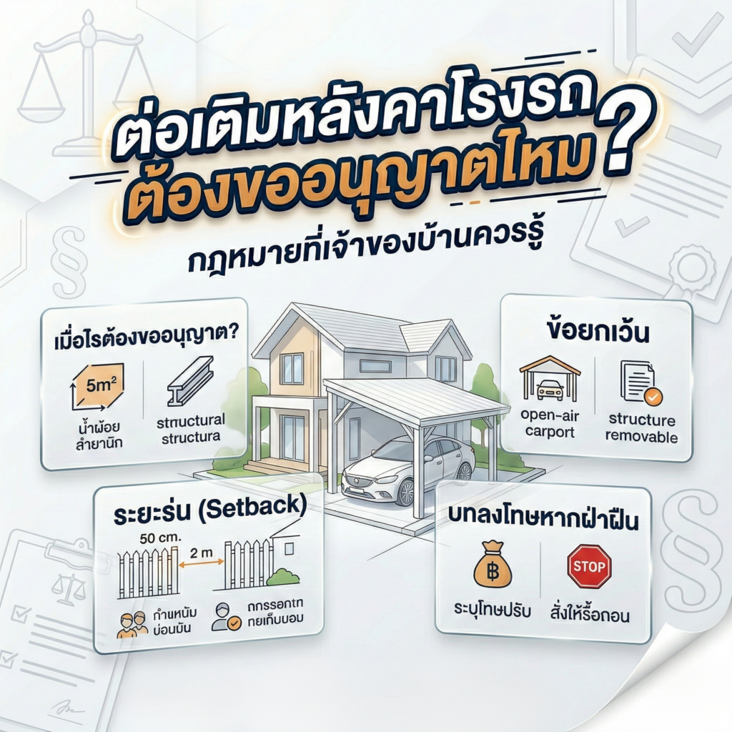 กฎหมายต่อเติมหลังคาโรงรถ