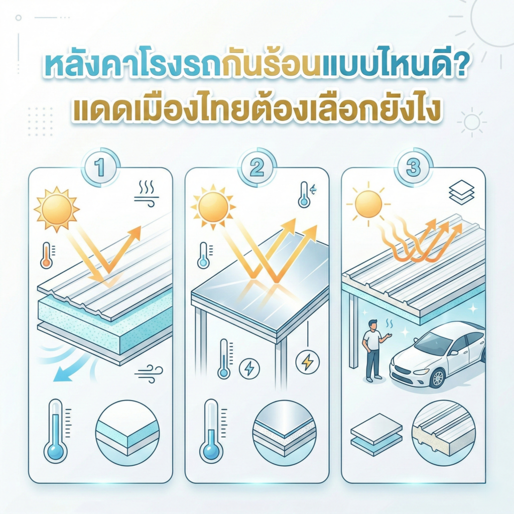 หลังคาโรงรถกันร้อนแบบไหนดี